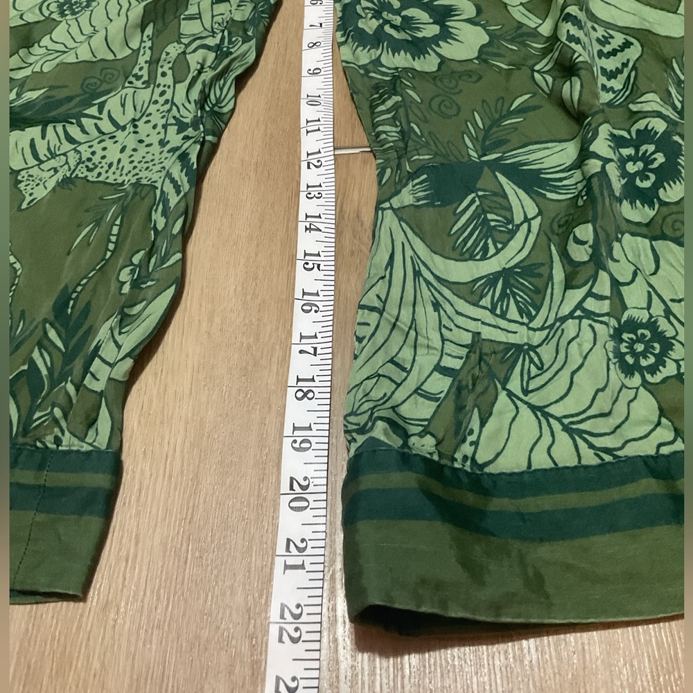 Farm Rio x Anthropologie Black and Green Print Wide-Leg Cut Pants Size Small - Picture 13 of 16
